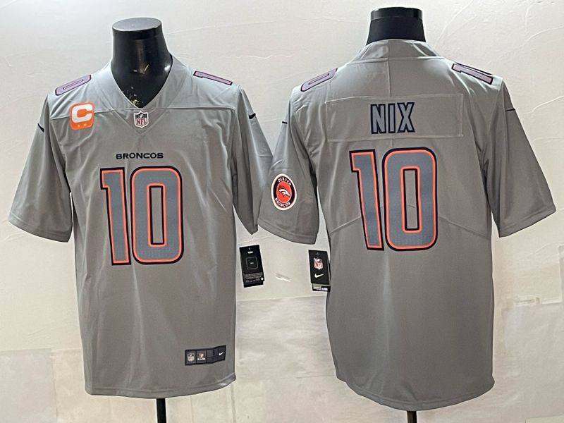 Men 2026 Denver Broncos #10 Nix grey Nike Limited NFL Jersey style 004
